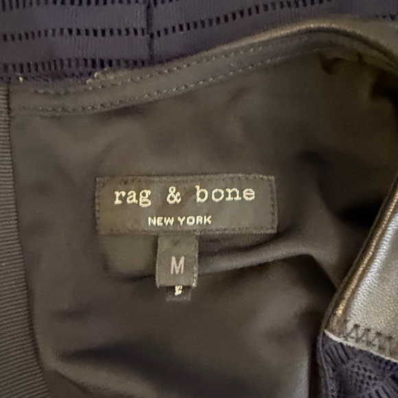 Rag & Bone Midnight Blue Blouse with Ebony Lambs Leather Accents - Picture 7 of 12